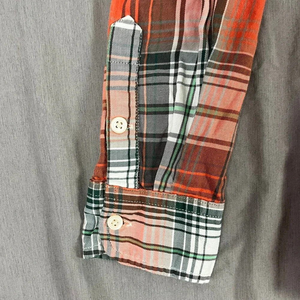 Ralph Lauren Button-Down Boys L 14-16 Plaid Orange Black White EUC
